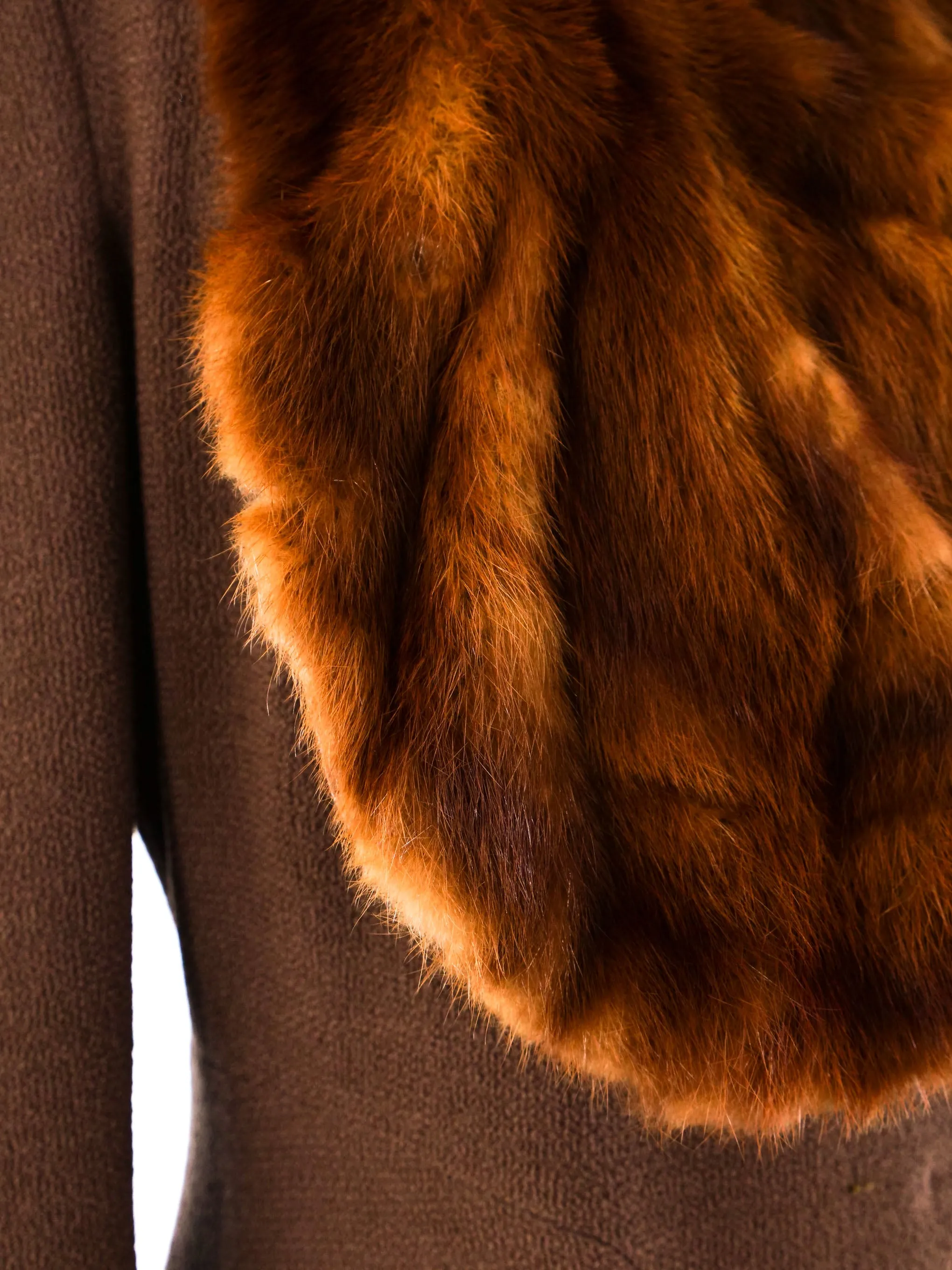 1940's Brown Coat With Fur Trim Bib