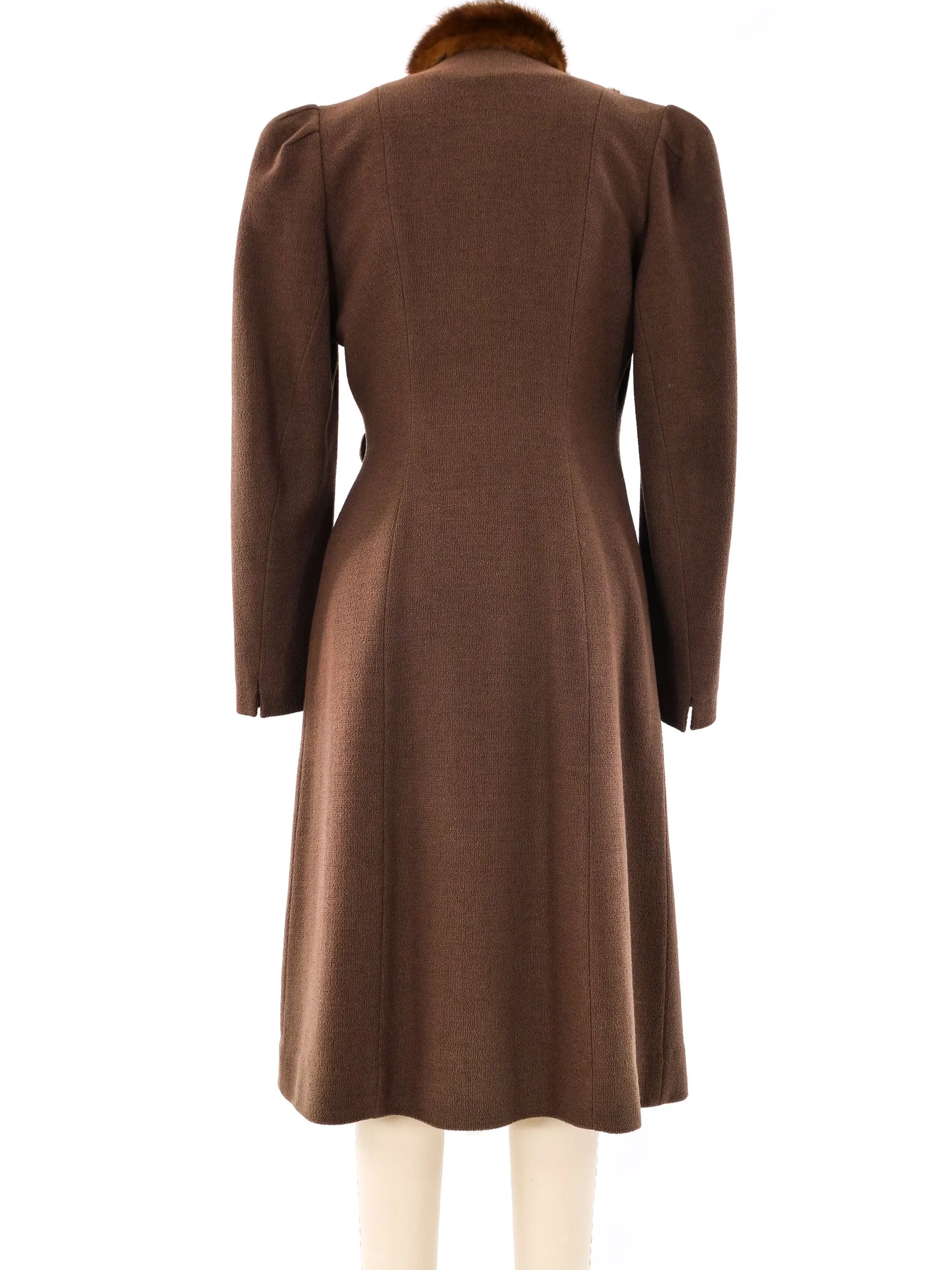 1940's Brown Coat With Fur Trim Bib