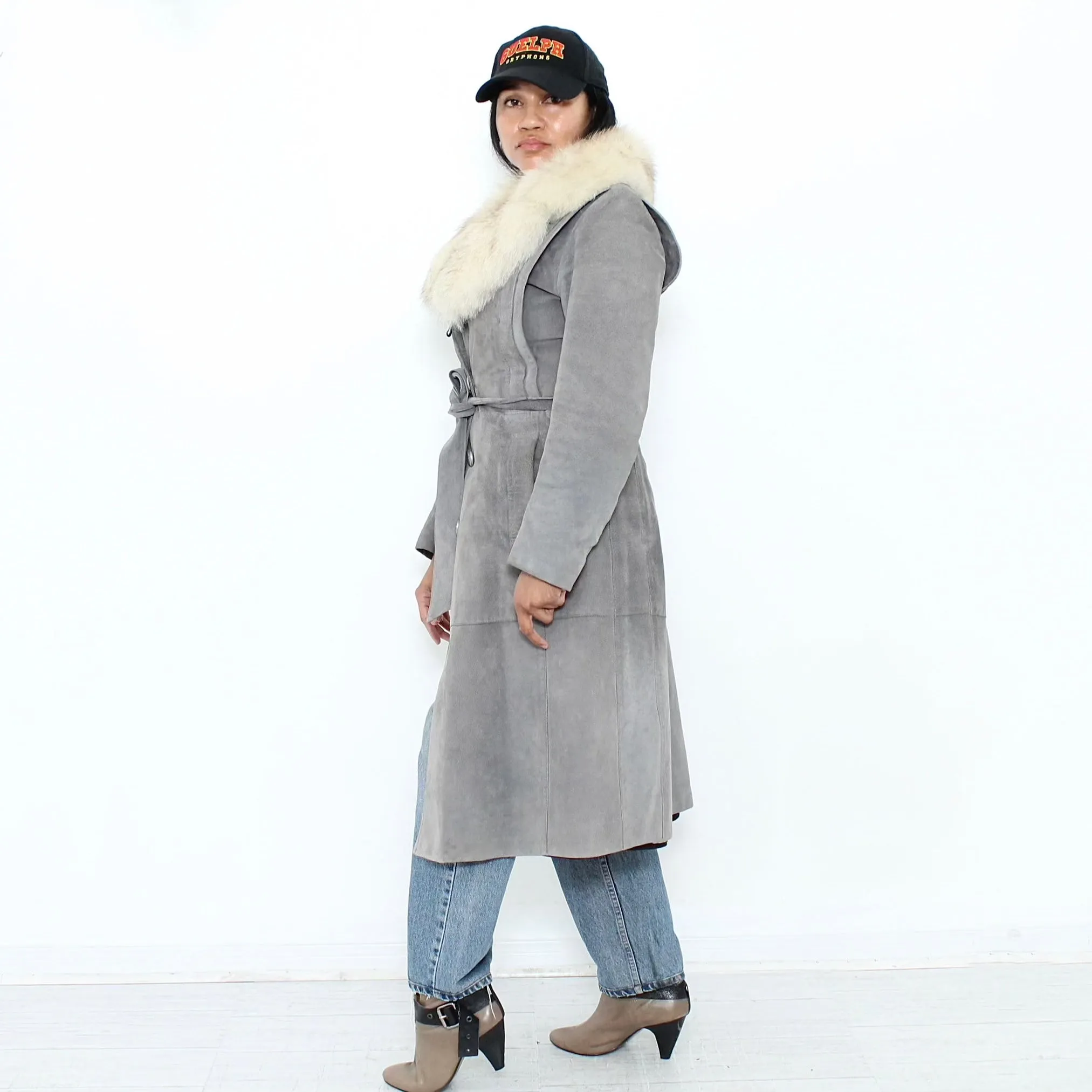 1970s. Fur Collar Suede Coat
