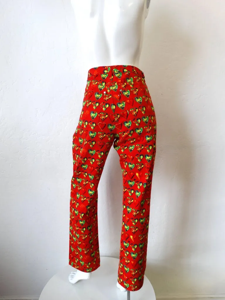 1997 Versace Jeans Heart Printed Pants