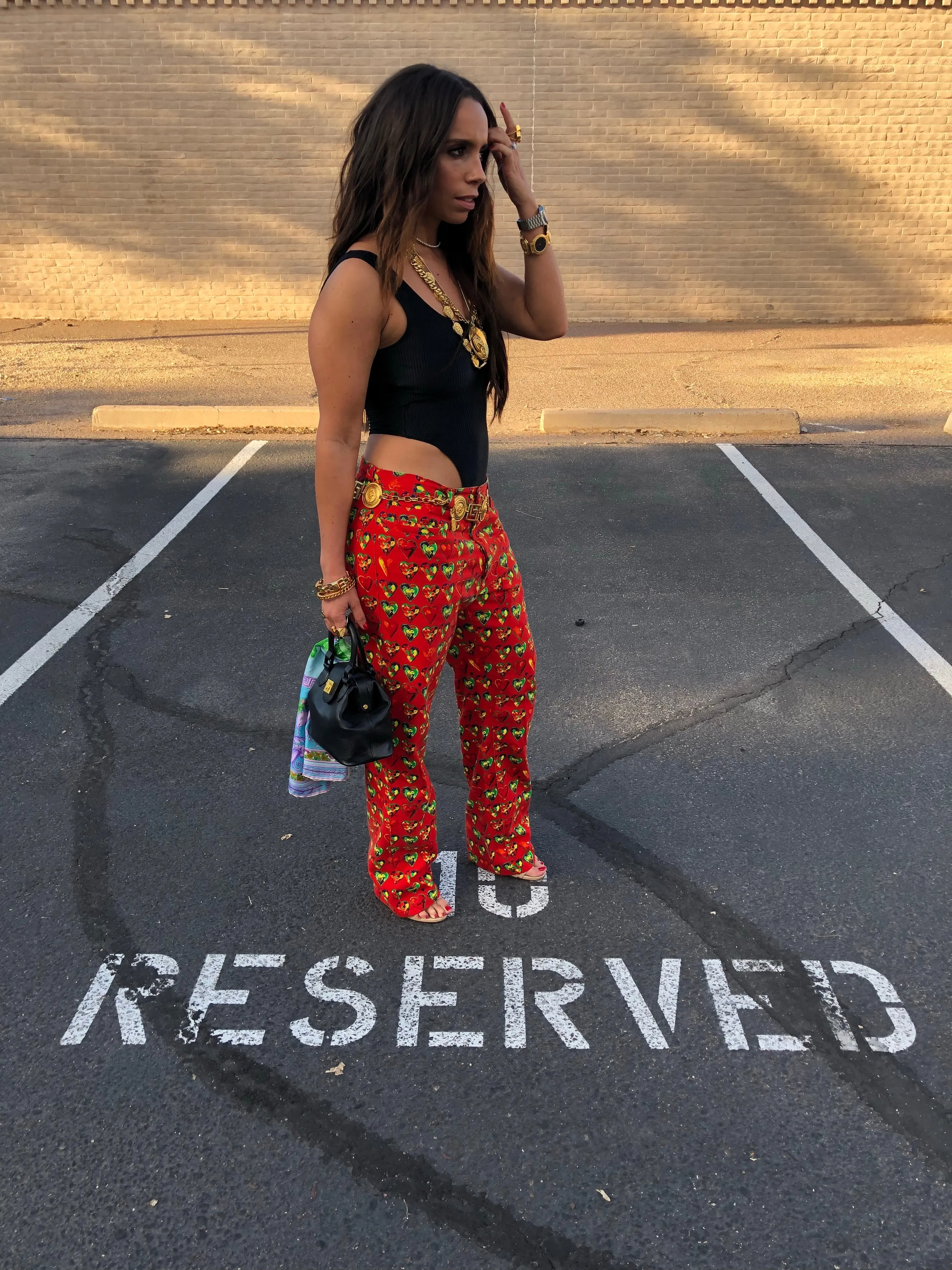 1997 Versace Jeans Heart Printed Pants
