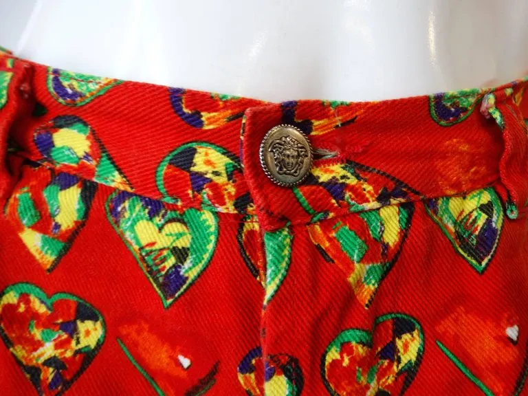 1997 Versace Jeans Heart Printed Pants