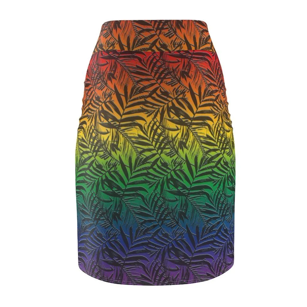 65 MCMLXV Women's LGBT Pride Rainbow Tropical Print Pencil Skirt