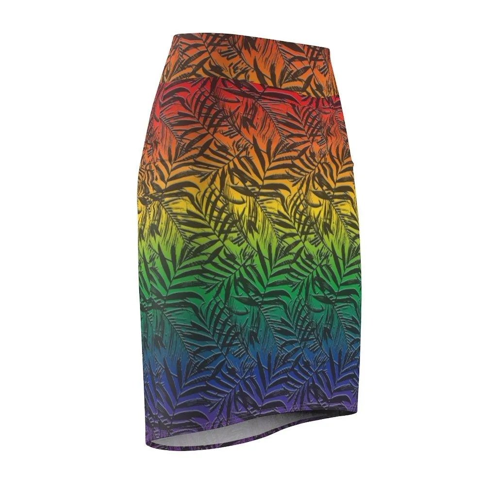 65 MCMLXV Women's LGBT Pride Rainbow Tropical Print Pencil Skirt