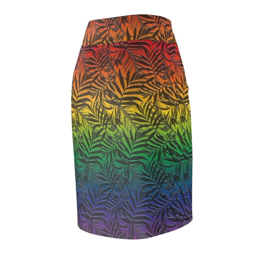65 MCMLXV Women's LGBT Pride Rainbow Tropical Print Pencil Skirt