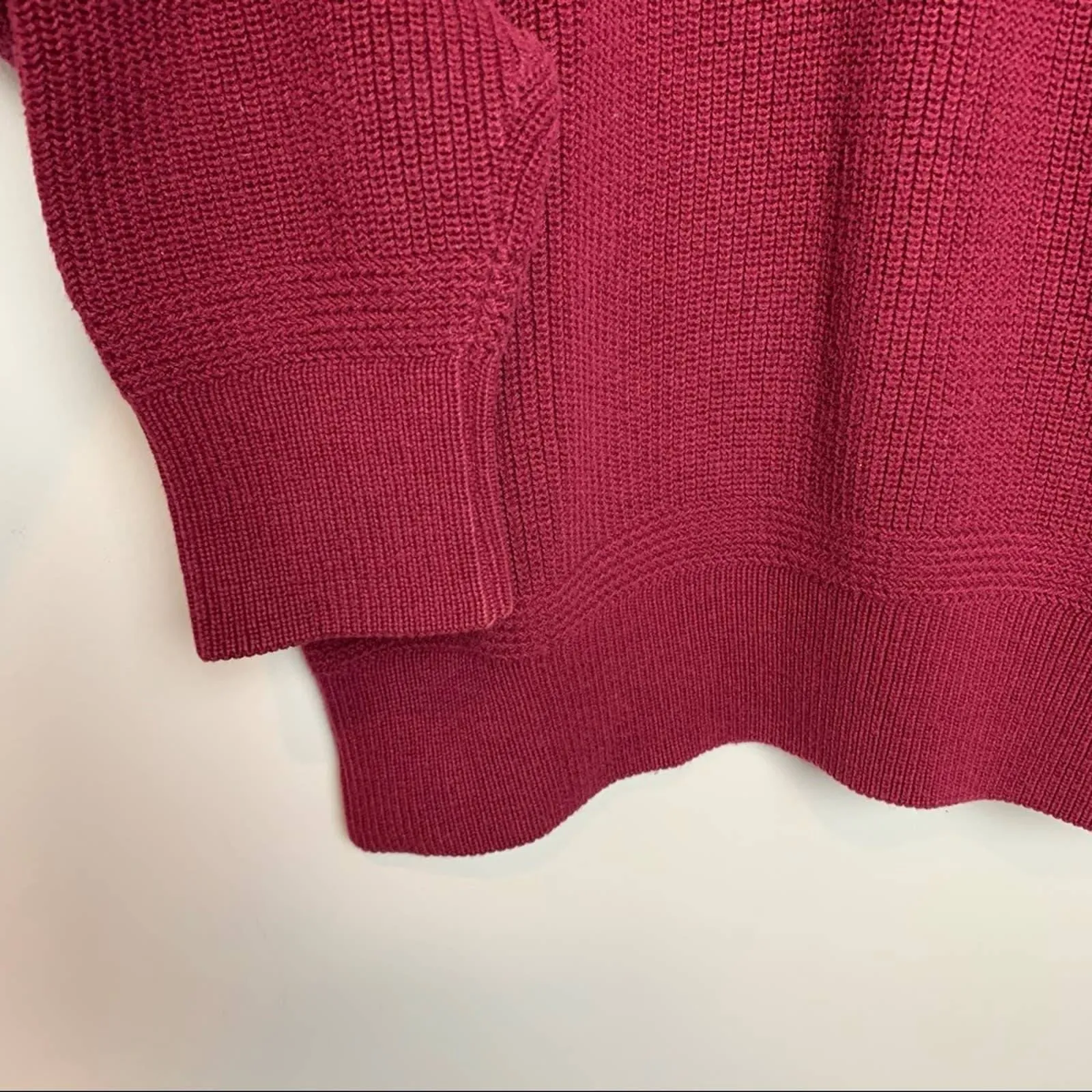 80s L.L. Bean Maroon Sweater Button Down Bib Pullover Crewneck 90s Medium