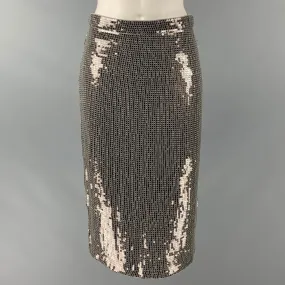 ALICE   OLIVIA Size 2 Silver Viscose Sequined Pencil Skirt