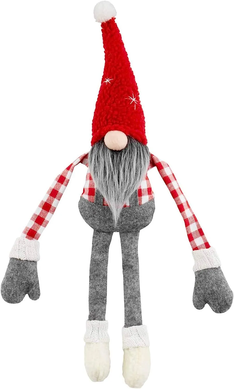Alpine Village Christmas Gnome Dangling Hanging Shelf Sitter Overalls
