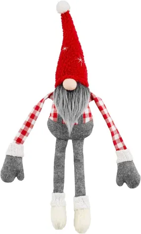 Alpine Village Christmas Gnome Dangling Hanging Shelf Sitter Overalls