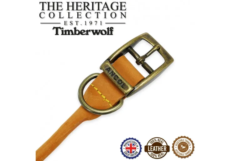 Ancol - Timberwolf Round Leather Collar - Mustard - Size 6