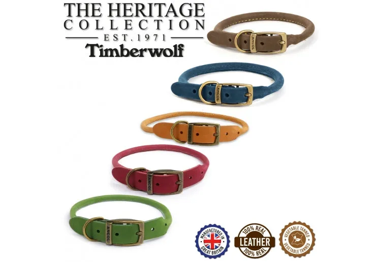 Ancol - Timberwolf Round Leather Collar - Mustard - Size 6
