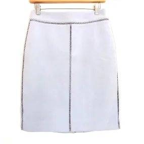 Ann Taylor Petite Light Blue Pencil Skirt with Lattice Trim- Size 6P