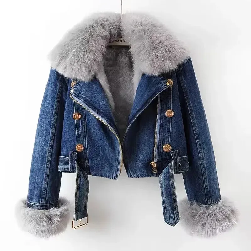 Aria Fur Denim Jacket