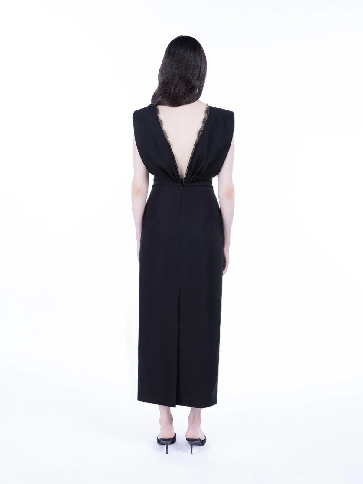 Black Hester Lace Backless Dress