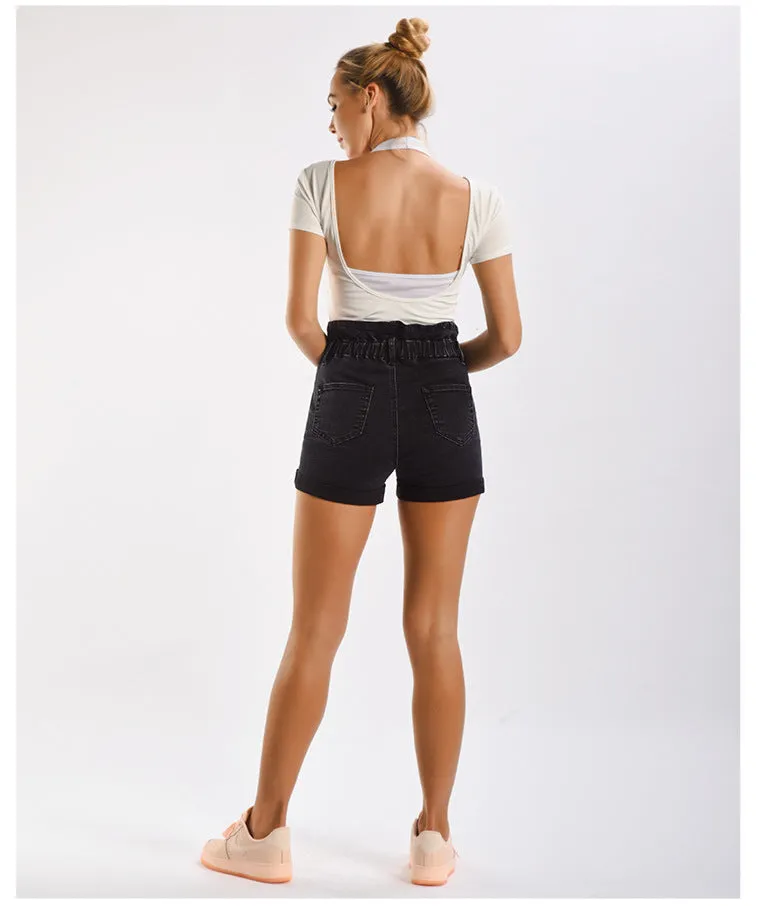 Black Wide-legged Denim Shorts