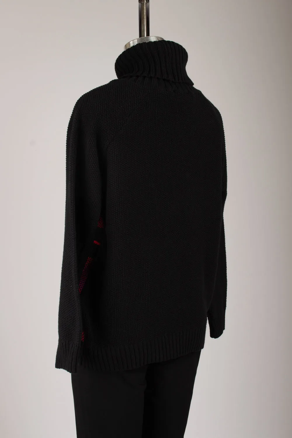 Black/Red/Pink Turtleneck Sweater