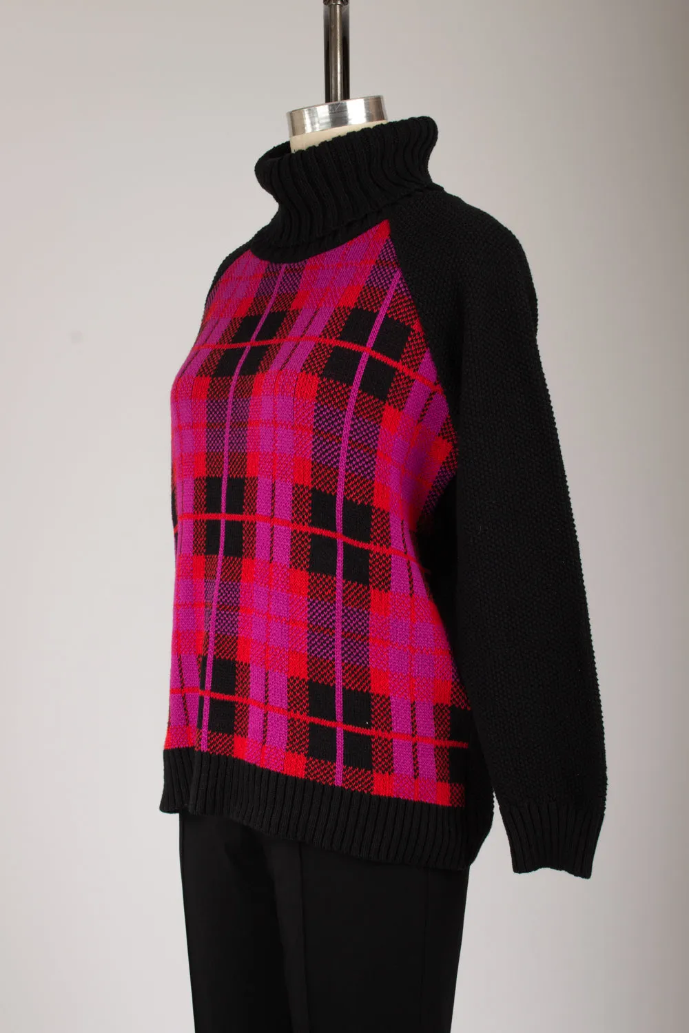 Black/Red/Pink Turtleneck Sweater