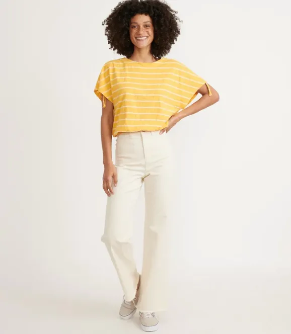 Blaine Cinch Tee - Yellow Stripe