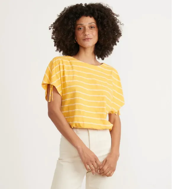 Blaine Cinch Tee - Yellow Stripe