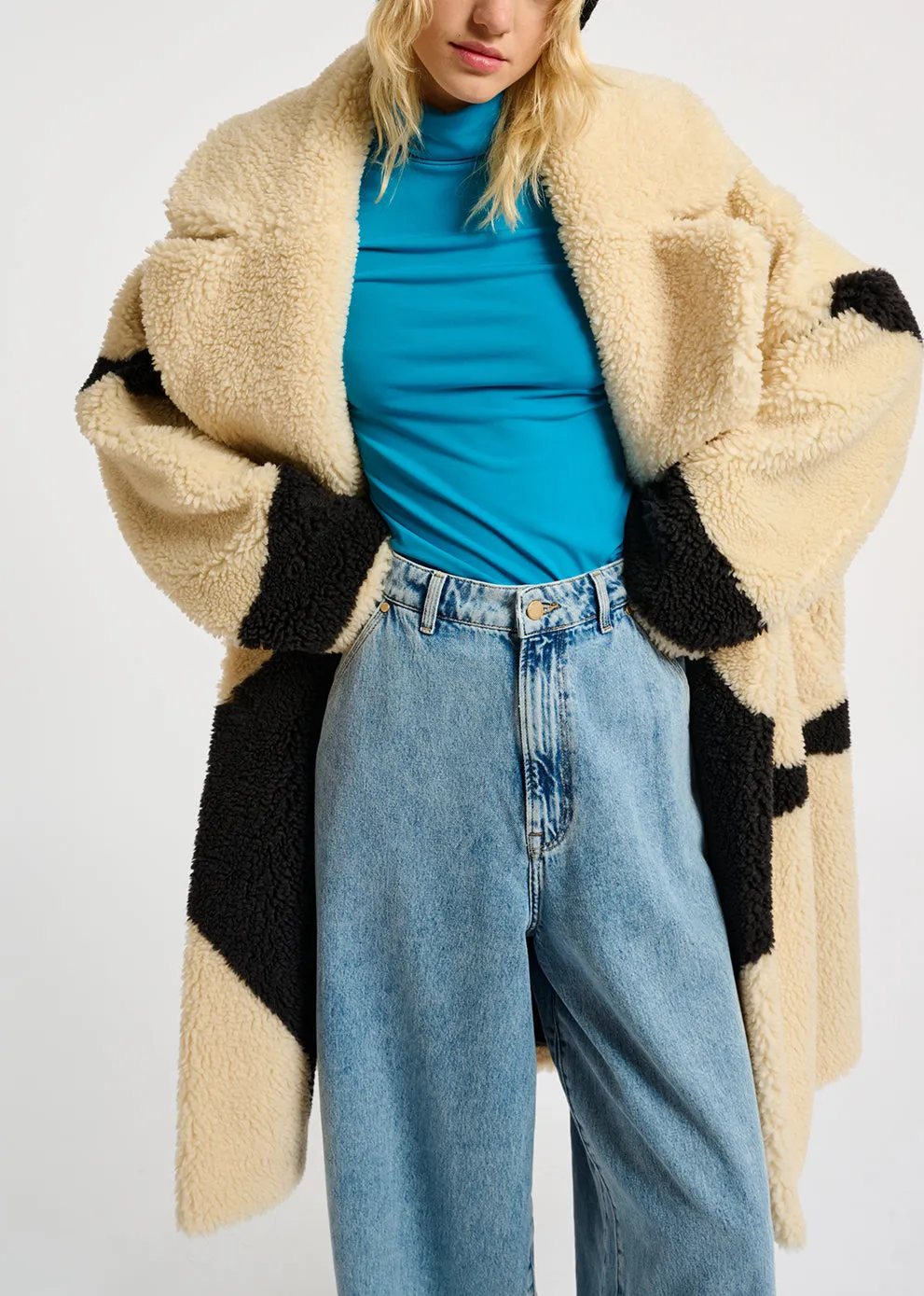 Blue slim-fit turtleneck top