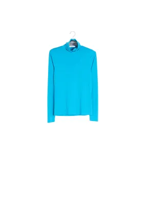 Blue slim-fit turtleneck top