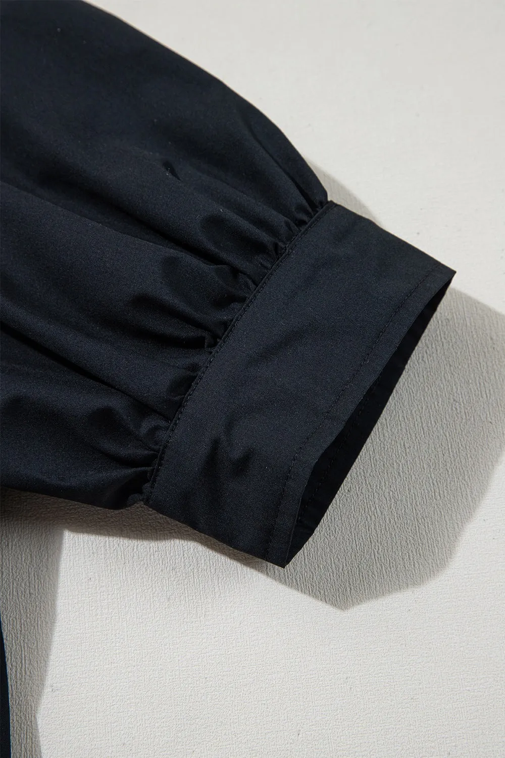 Button Up Tie Waist Puff Sleeve Mini Shirt Dress