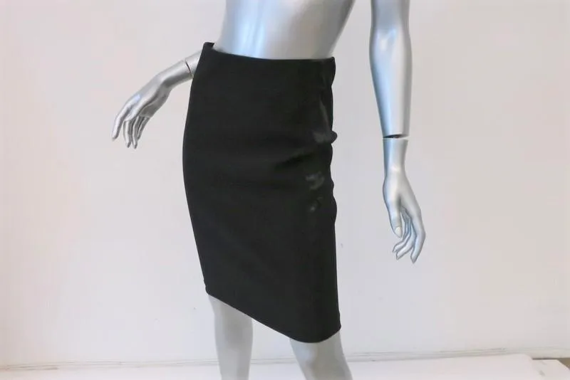 By Malene Birger Pencil Skirt Akillo Black Satin-Trim Stretch Crepe Size Small