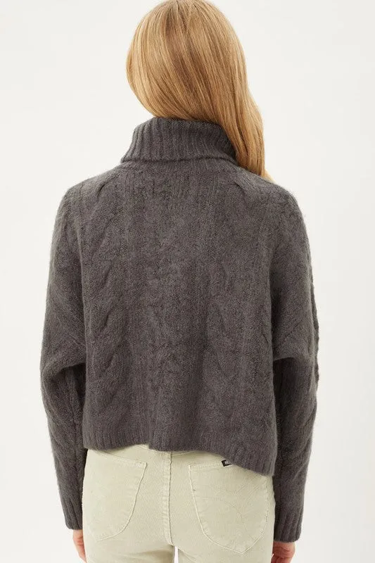 Cable Knit Short Turtleneck Sweater
