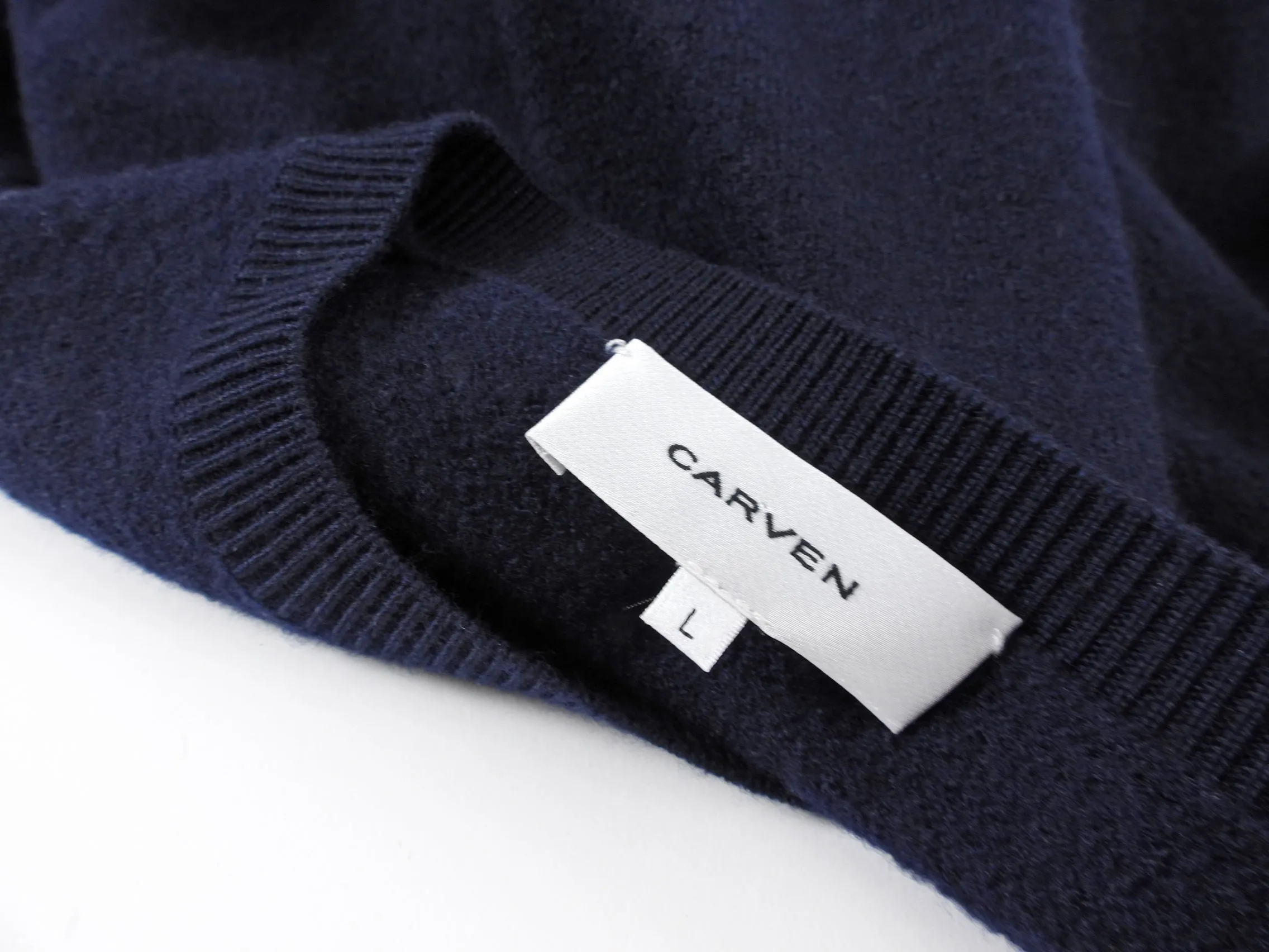 Carven Navy Wool Sweater with Grey Inset - S