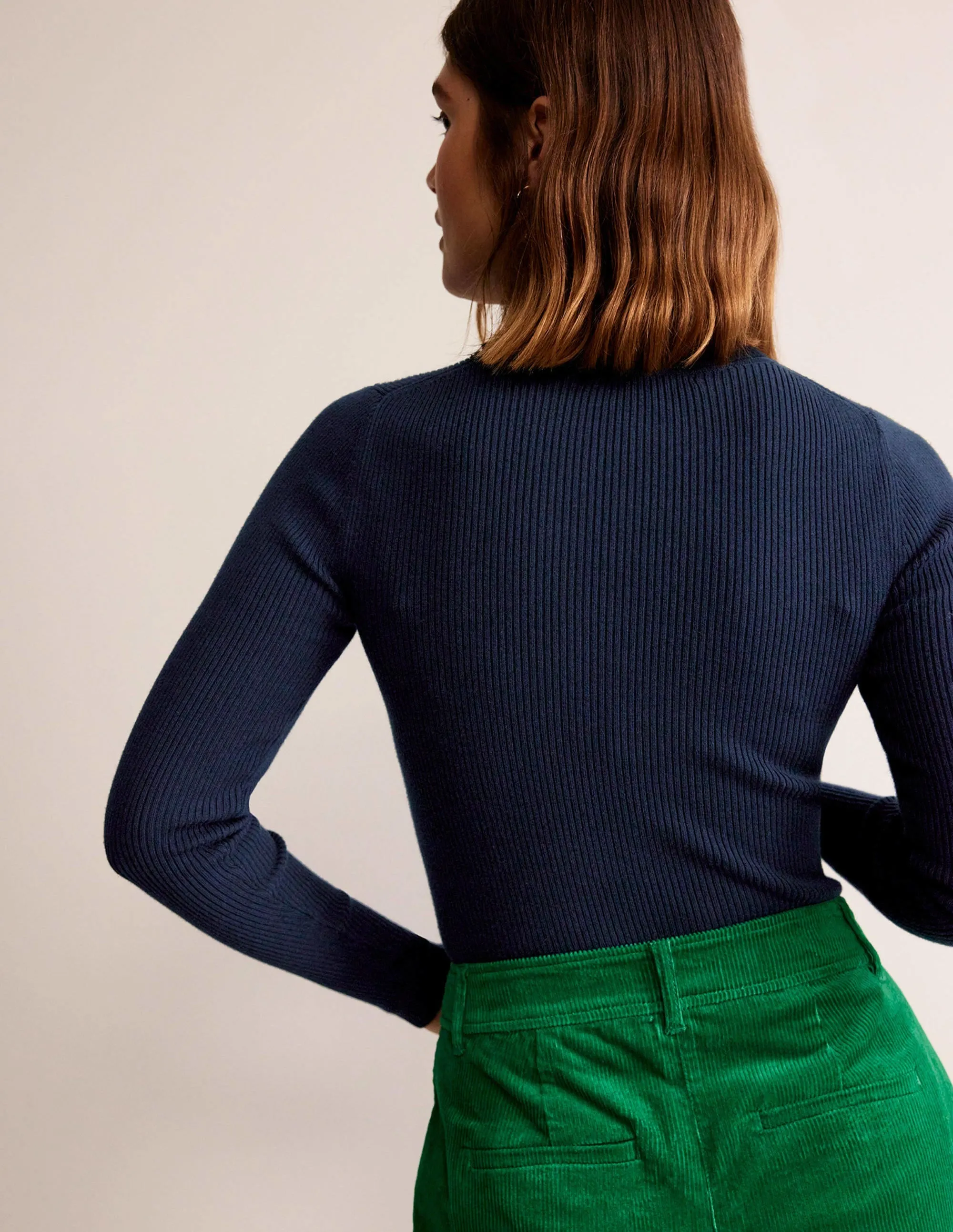 Catriona Roll Neck Jumper-Navy