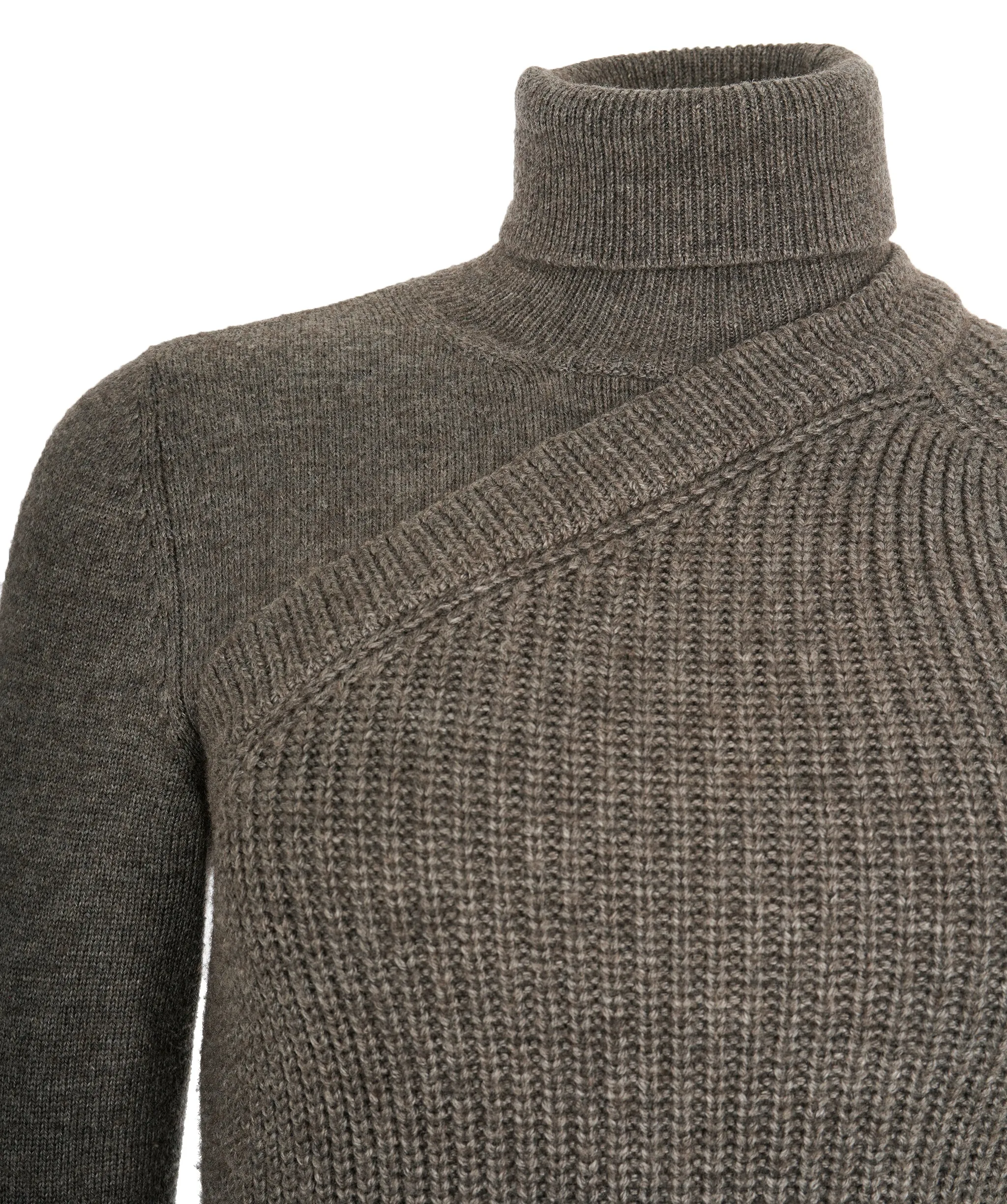 Cedrick Charlier Grey Knit Turtleneck Tie Jumper