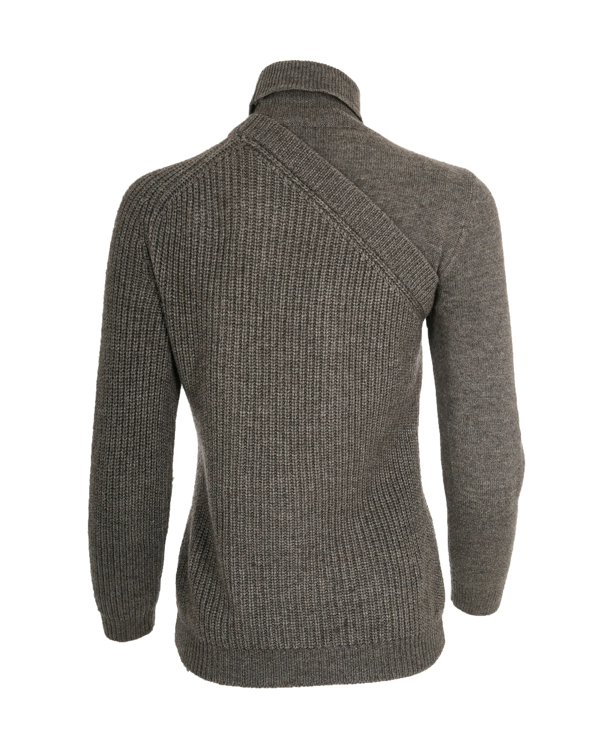 Cedrick Charlier Grey Knit Turtleneck Tie Jumper