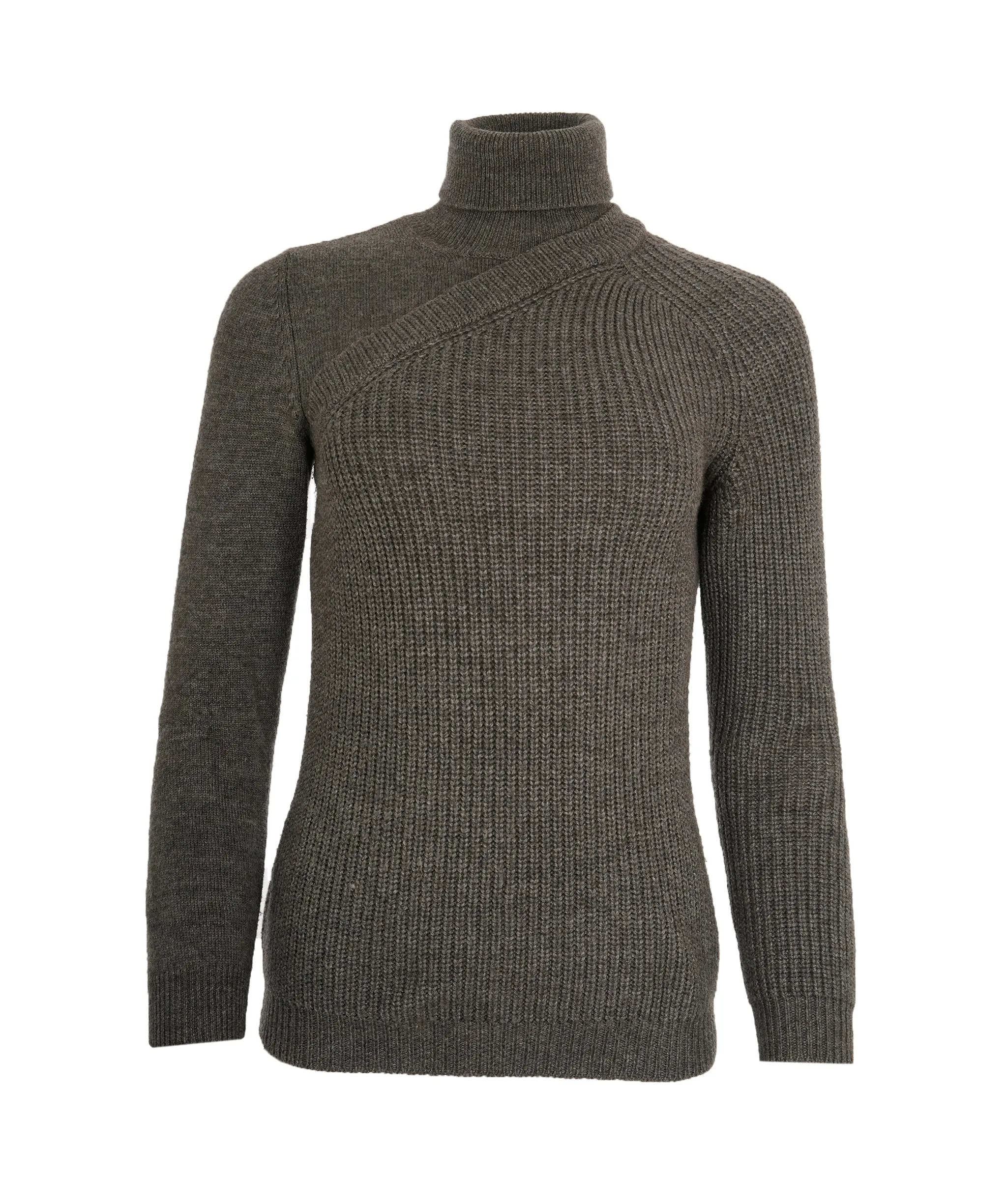 Cedrick Charlier Grey Knit Turtleneck Tie Jumper