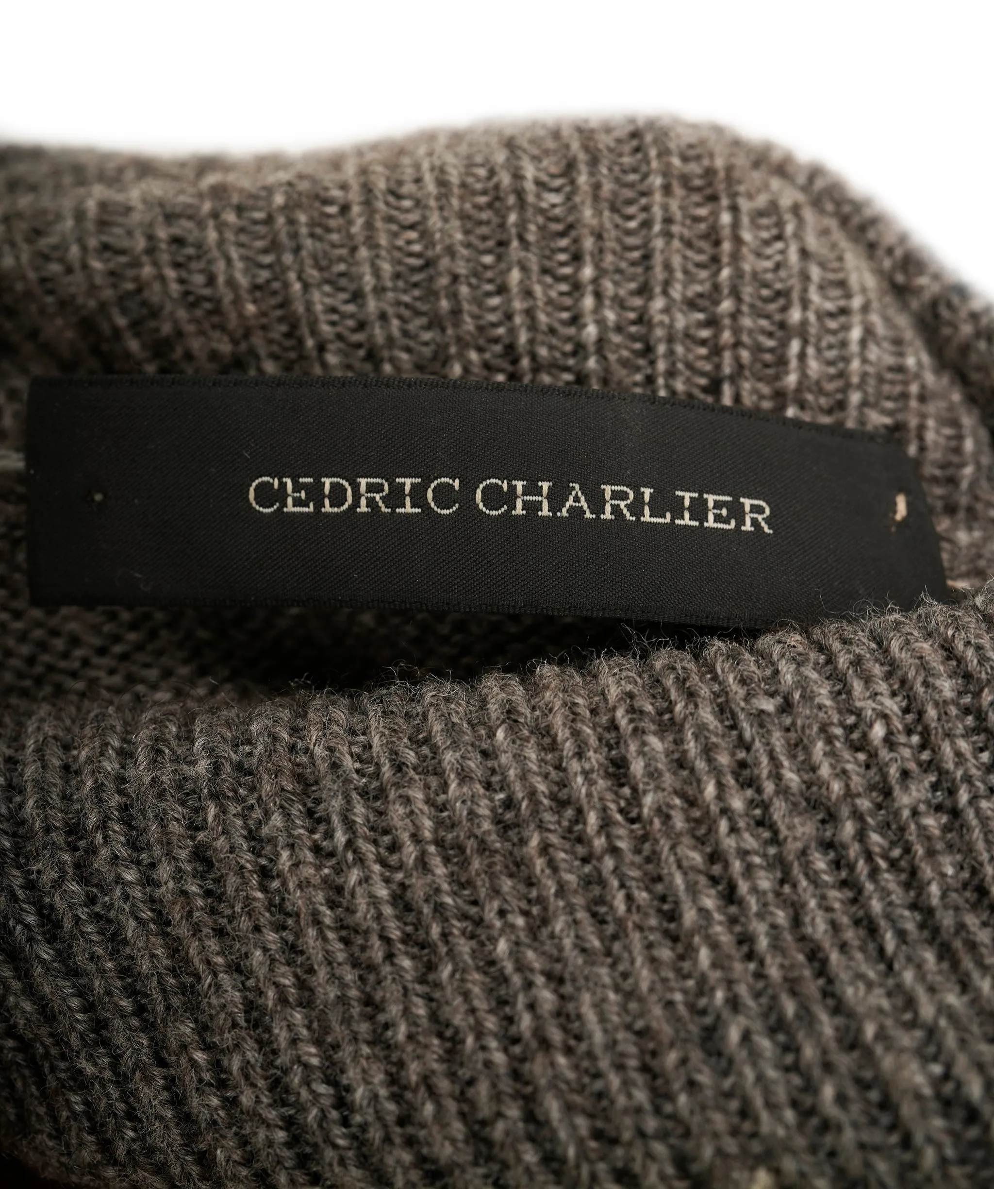 Cedrick Charlier Grey Knit Turtleneck Tie Jumper