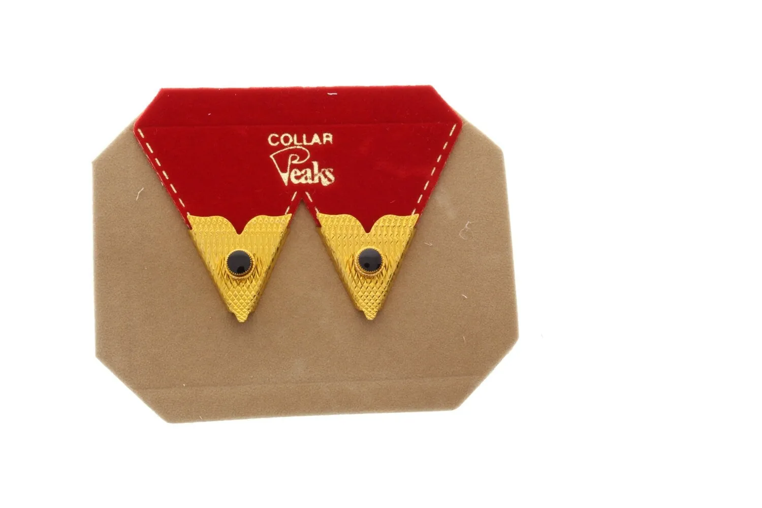 Collar Tip,  25mm long x 18mm, gold plated with black bead, 1 pair