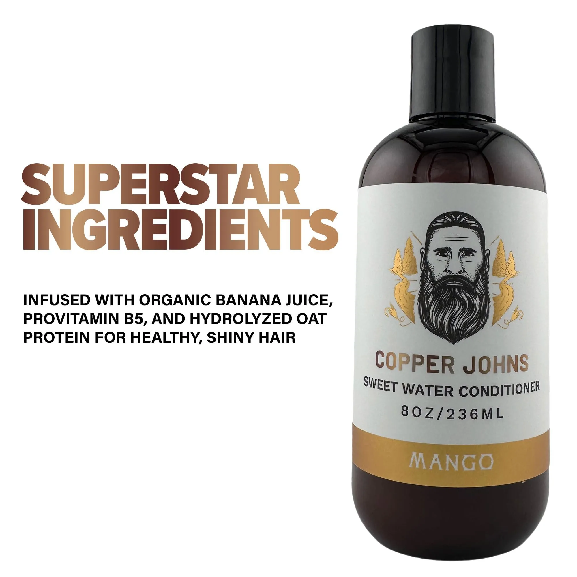 Copper Johns Sweetwater Beard Conditioner | Nourishes Hair While Adding Shine | Made with Natural Ingredients | Mango | 8oz