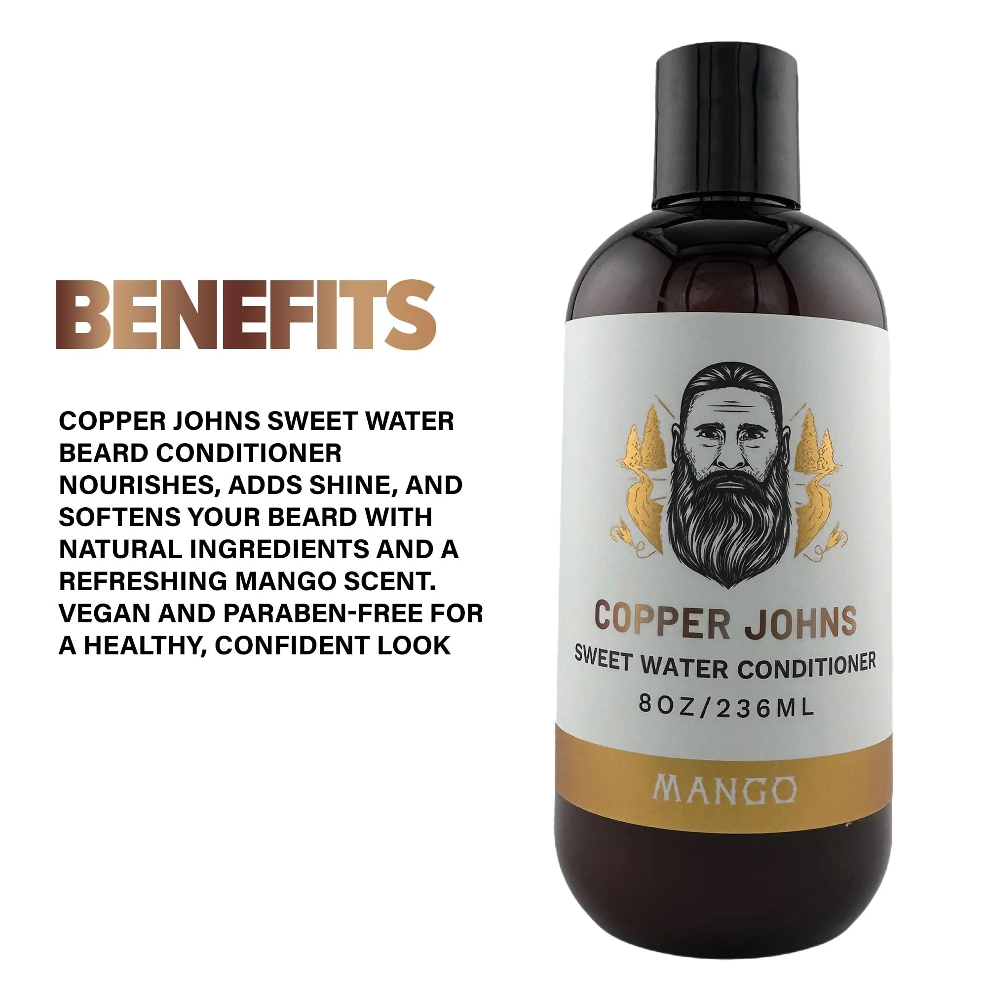 Copper Johns Sweetwater Beard Conditioner | Nourishes Hair While Adding Shine | Made with Natural Ingredients | Mango | 8oz