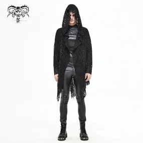 CT168 Darkness holes hooded men coat