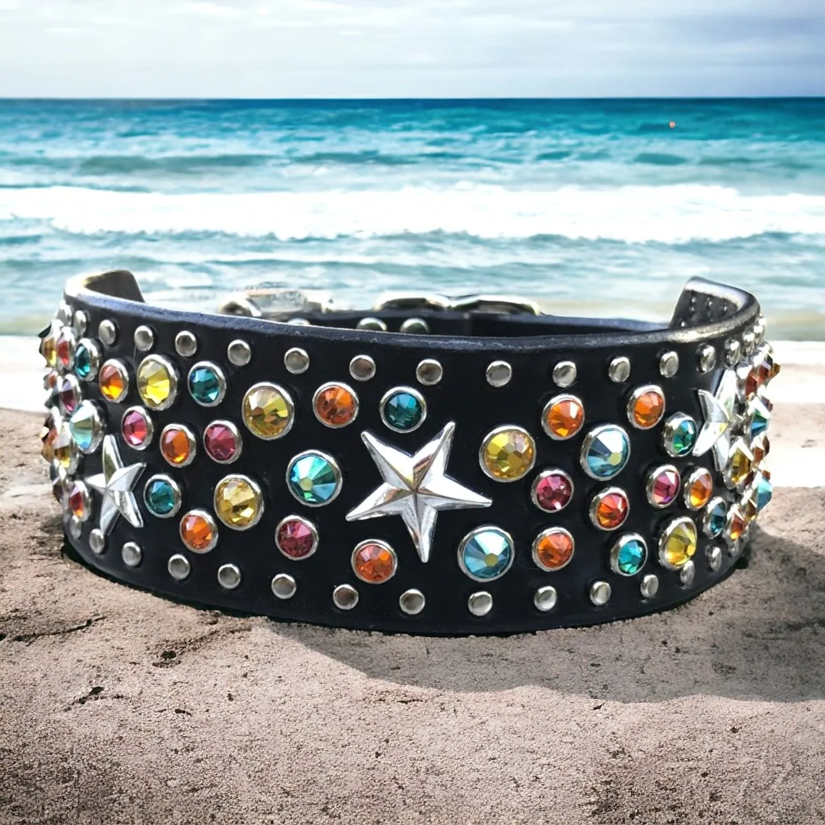 Custom Leather Dog Collar Galaxy 2" Wide