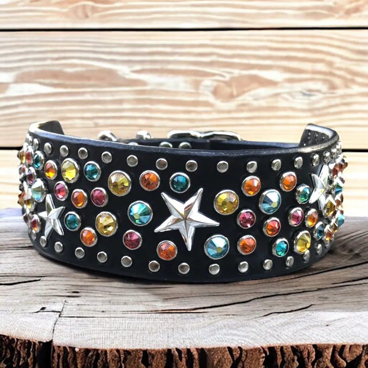 Custom Leather Dog Collar Galaxy 2" Wide