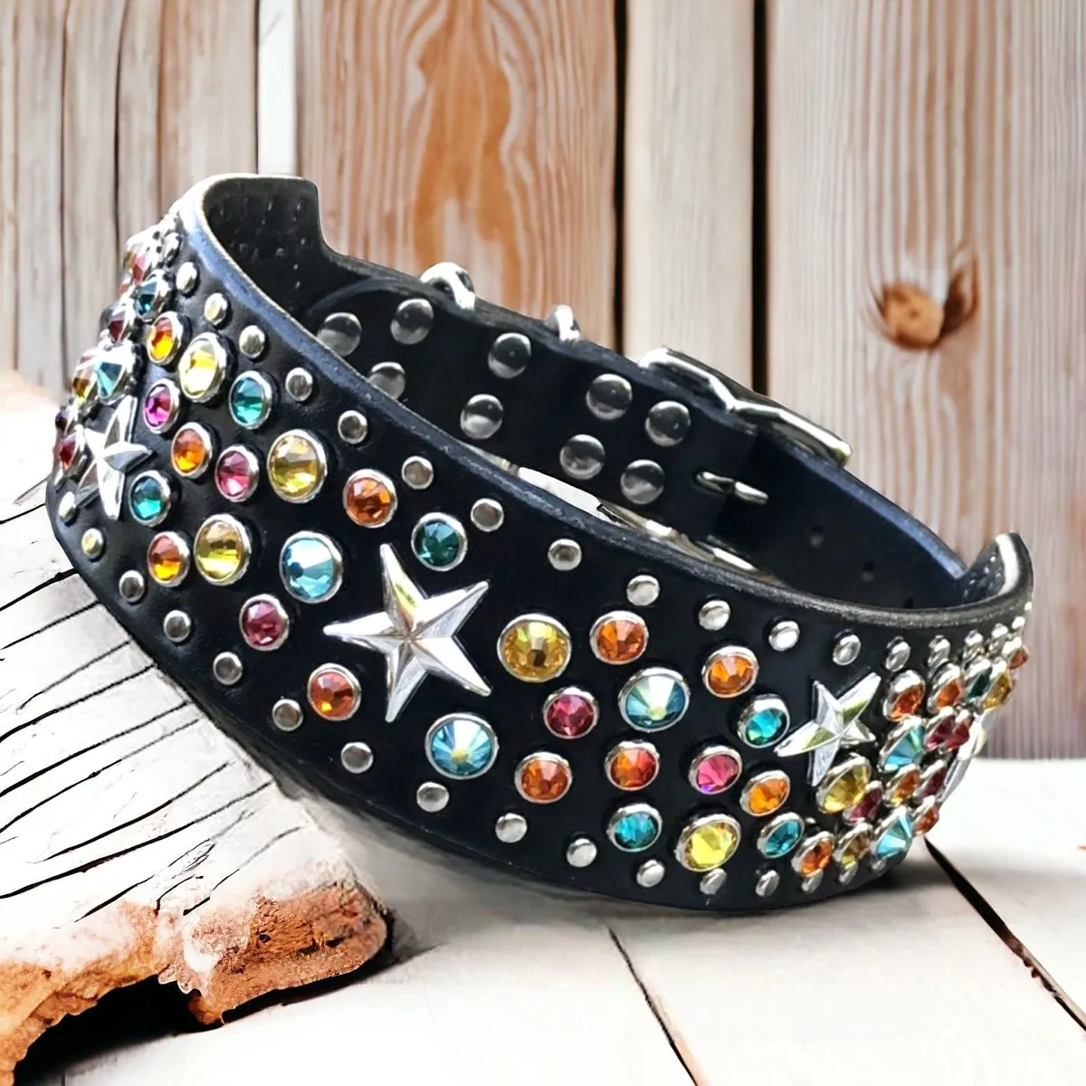 Custom Leather Dog Collar Galaxy 2" Wide