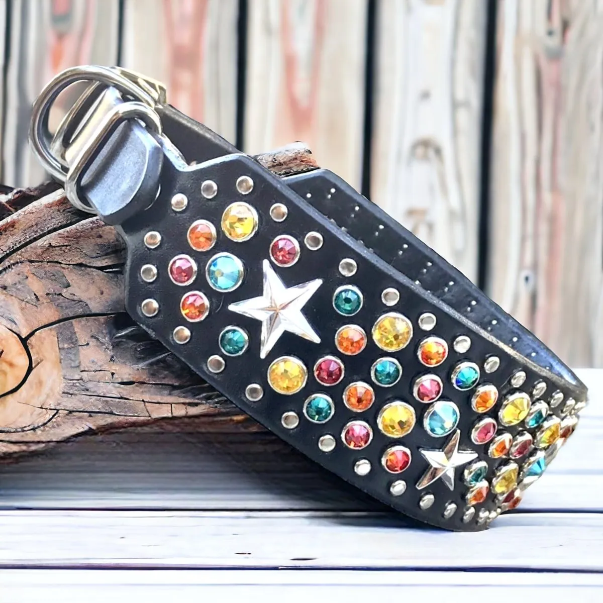 Custom Leather Dog Collar Galaxy 2" Wide