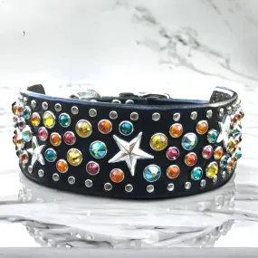 Custom Leather Dog Collar Galaxy 2" Wide