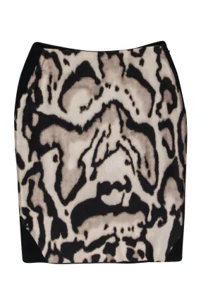 Diane von Furstenberg - Beige & Black Tiger Patterned Pencil Skirt Sz 0