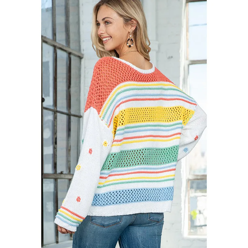 Dopamine Rainbow Sweater: Vibrant European Style