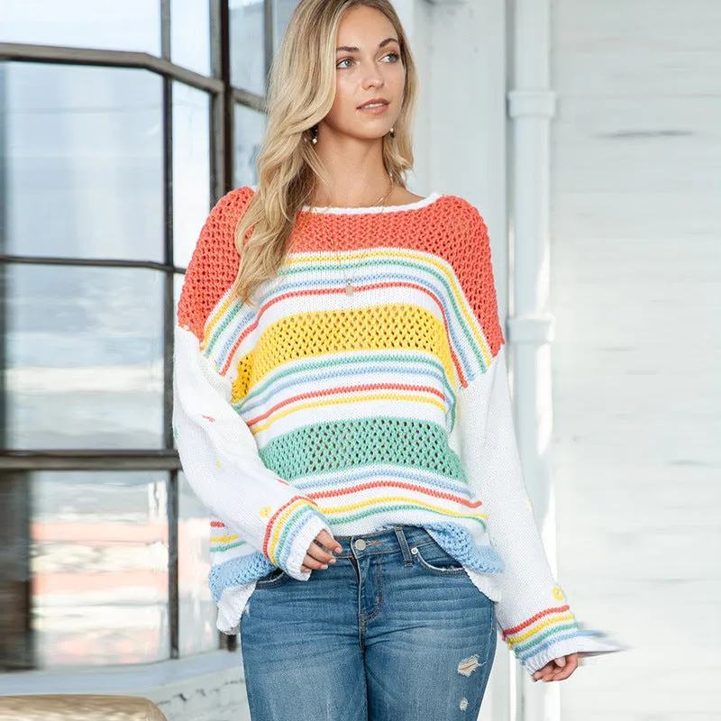 Dopamine Rainbow Sweater: Vibrant European Style