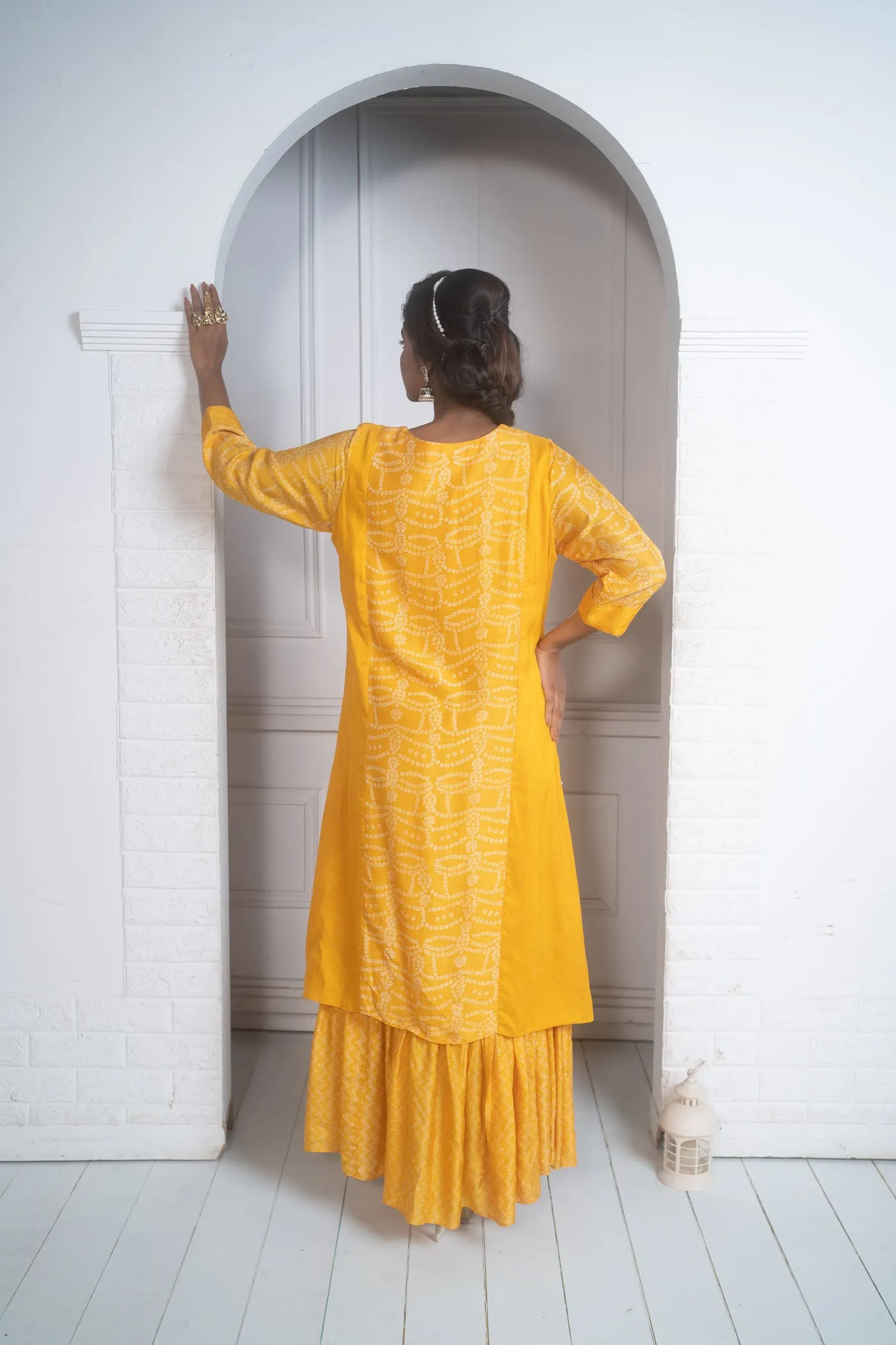 Double Layer Bandhej Dress