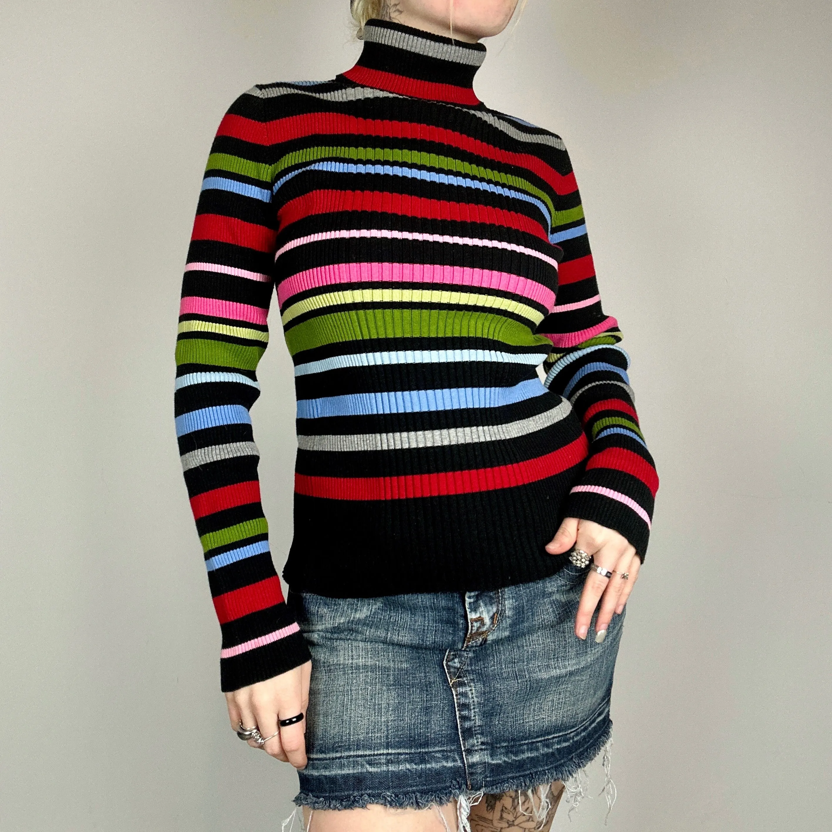 Early 2000s Striped Ribbed Sweater (S/M)