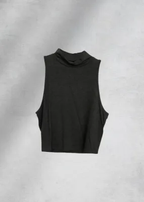 Emaan Sleeveless Mock Neck Top - Black