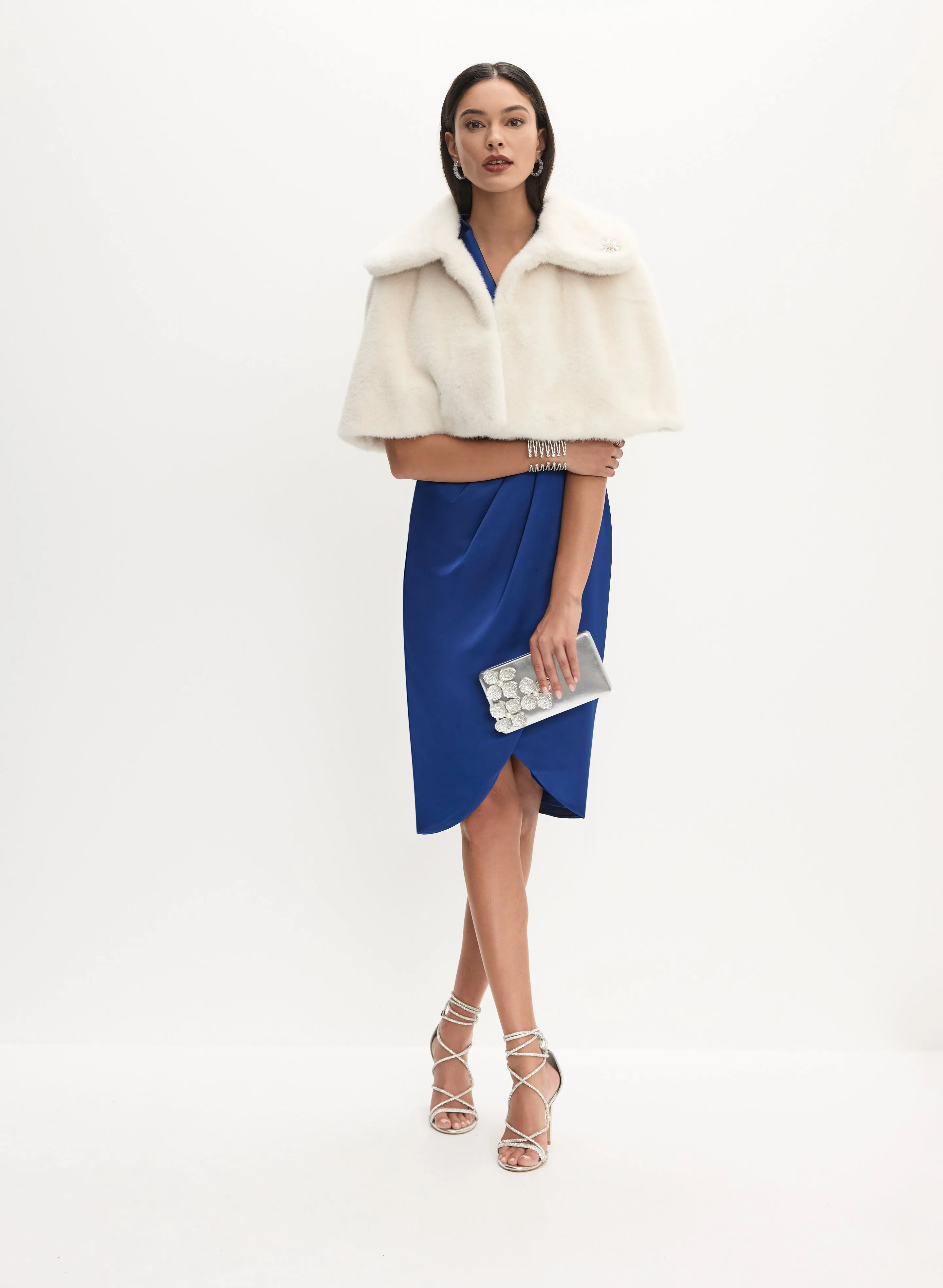 Embellished Faux Fur Cape